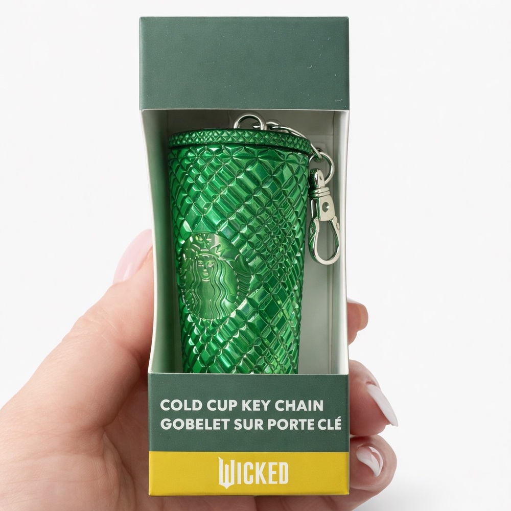 Starbucks Wicked Green Studded Cold Cup Keychain Mini Tumbler NWT